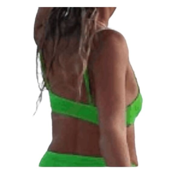 LA Hearts PacSun Summerland Binded Bikini Top Neon Green Ribbed Knit Pull-Over X - Picture 4 of 7